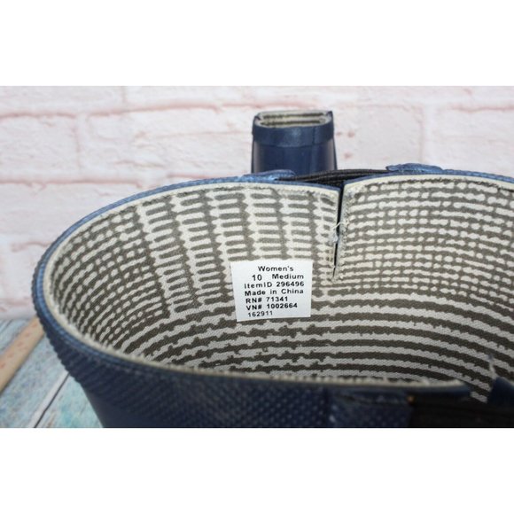 LL Bean Wellie Blue Rubber Nylon Shank Mid Calf Rain Boots Size 10 M - Picture 7 of 8